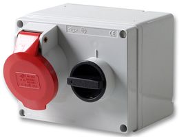 SQ1665CA - 16A, 415V, Switched Interlocked CEE Socket, 3P+N+E, Red, IP44