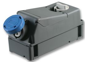 TM1663IRA - 16A, 240V, Heavy Duty Switched Interlocked CEE Socket, 2P+E, Blue