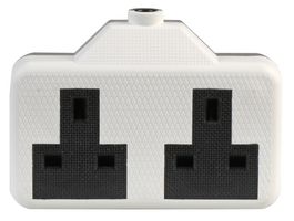 PELB1582 - Rubber Trailing Socket, 2 Gang, 250V, 13A, White