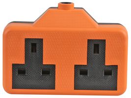PELB1583 - Rubber Trailing Socket, 2 Gang, 250V, 13A, Orange