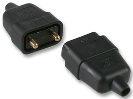 PELB1584 - 2 Pin In-Line Rubber Connector, 10A Black