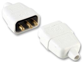 PELB1587 - 3 Pin In-Line Rubber Connector, 10A White