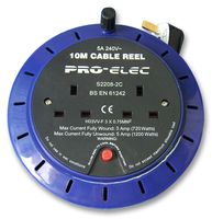 PELB1589 - 2 Gang Mains Extension Cassette Reel, 5A, 10m