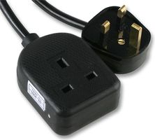 PELB1793 - Rubber Extension Lead, 1 Gang, 250V, 13A, 15m, Black