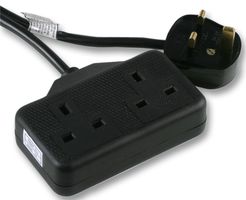 PELB1798 - Rubber Extension Lead, 2 Gang, 250V, 13A, 15m, Black