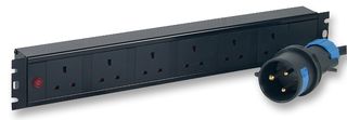 H15U13A/6/32 - 6 Way UK PDU with 32A Commando Plug - Horizontal Rack Mount