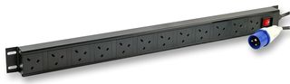 V13A/12/16 - 12 Way UK PDU with 16A Commando Plug - Vertical Rack Mount