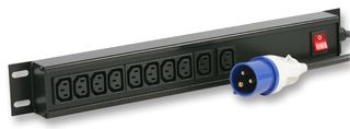 VIEC/10/16 - 10 Way IEC C13 PDU with 16A Commando Plug - Vertical Rack Mount