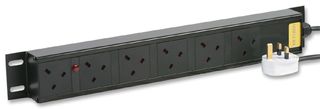 V13A/SAF/6 - 6 Way Filtered UK PDU - Vertical Rack Mount