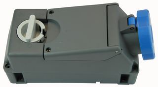 TM3263KIR - 32A, 240V, 2P+E CEE Switched Socket with RCD / MCB Compartment, Blue