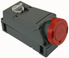 TM3265KIR - 32A, 415V, 3P+N+E CEE Switched Socket with RCD / MCB Compartment, Red