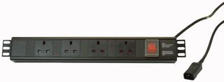 H15U13A/4/C14 - 4 Way UK PDU with IEC C14 Plug - Horizontal Rack Mount