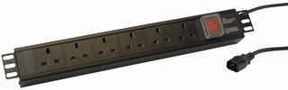 H15U13A/6/C14 - 6 Way UK PDU with IEC C14 Plug - Horizontal Rack Mount