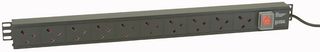 V13A/10/C14 - 10 Way UK PDU with IEC C14 Plug - Vertical Rack Mount