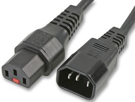 PC1022 - C14 Plug to C13 IEC Lock Black 3m