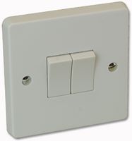 4172 - Single Pole Light Switch, 2 Gang, 2 Way, 10AX, White