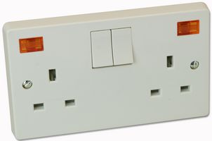 4306/3D - Double Pole Switched Socket with Neon, 2 Gang, 13A, White