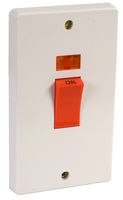 4500/3 - 50A Double Pole Cooker Switch with Neon on Large Plate