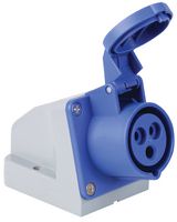 K9201 BLU - 16A, 250V, Surface Mount CEE Socket, 2P+E, Blue, IP44