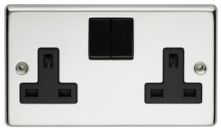 VX1500PSBK/D - 2 Gang 13A DP Switched Socket, Polished Chrome / Black