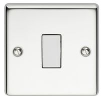 VX1020PS - 1 Gang 2 Way 10AX Angled Edge Light Switch, Polished Chrome / White