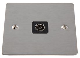 VX3992SSBK - TV Coaxial Socket, Flat Plate, Brushed Stainless Steel / Black