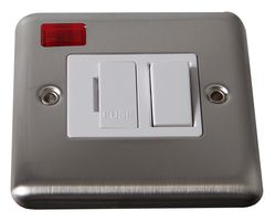 VX1081SS - 1 Gang 13A Switched Fused Spur with Neon, Stainless Steel / White