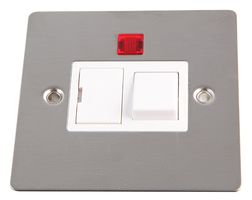 VX3081SS - 13A DP Switched Fused Spur with Neon, Brushed Stainless Steel / White