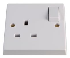 VX1300 - 13A 1 Gang Switched Plug Socket, White