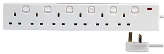 PELB1721 - 6 Gang Switched Mains Extension Lead, 2m, White