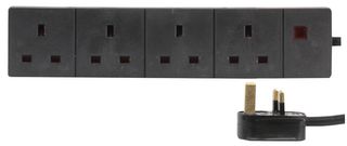 PELB1749 - 4 Gang Mains Extension Lead, 10m, Black