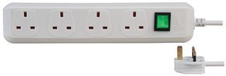 1150423 - Eco-Line 4 Gang Switched Extension Lead, 1.5m White