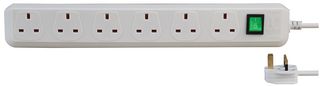 1159523 - Eco-Line 6 Gang Switched Extension Lead, 1.5m White