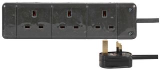 PELB1804 - 3 Gang Mains Extension Lead, 2m, Black