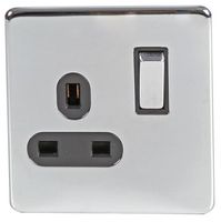 PELB1847 - Polished Chrome 1-Gang Switched Socket