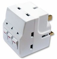 MSWG3 - 3 Way Individually Switched Mains Adaptor Cube Plug (3x Sockets to 1)