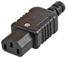 PELB1860 - Rewireable In-Line IEC C13 Socket with Solder/Screw Terminations and Cable Strain Relief, Black