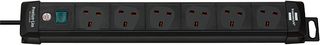 1951163100 - Premium-Line 6 Way Switched Extension Lead, 3m Black