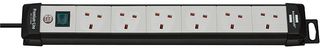 1951563101 - Premium-Line Switched Extension Lead, 6 Gang, 5m, Black/Grey