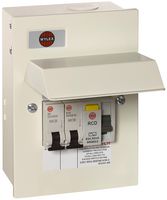 NMRS206/63GWU - 2-Way Metal Garage Kit, 63A 30mA RCD, 6A & 16A MCBs