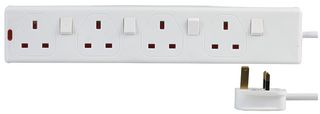 PEL00024 - 4 Gang Switched Extension Lead, 1m, White