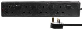 PEL00036 - 4 Gang Switched Extension Lead, 1m, Black