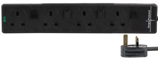 PELB1166 - 4 Gang Switched Surge Protected Mains Extension Lead, 6m, Black