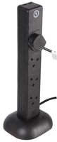 PEL00137 - 8 Gang Surge Protected Tower Extension Lead, 5m, Black
