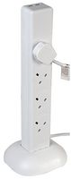 PEL00134 - 8 Gang Tower Extension Lead with USB, 2m, White