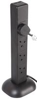 PEL00131 - 8 Gang Tower Extension Lead with USB, 1m, Black