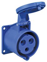 323-6 - 32A, 230V, Panel Mount CEE Socket, 2P+E, Blue, IP44
