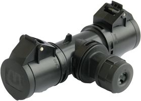 94325002 - 16A, 230V, CEE T Connect, 2P+E, Black, IP44 - 2x Socket & Cable Entry