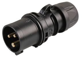 013-6TTX - 16A, 230V, Cable Mount CEE Plug, 2P+E, Black, IP44