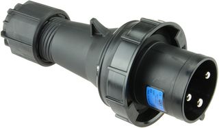 033-6X - 63A, 230V, Cable Mount CEE Plug, 2P+E, Black, IP67